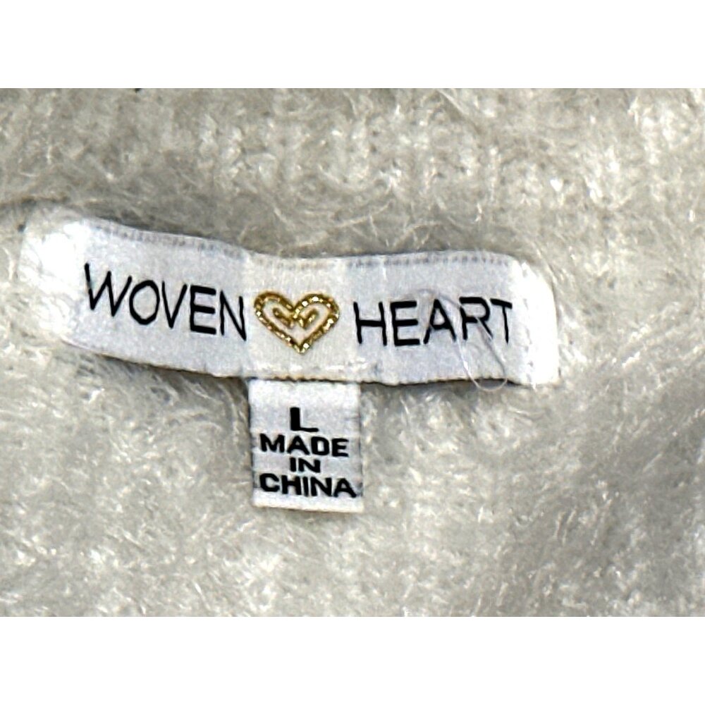 Woven Heart Large Ivory Fuzzy Floral Embroidered Sweater Cottagecore Cozy Chicly - Picture 7 of 11